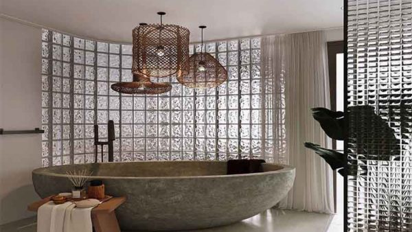 Gạch kính lấy sáng trang trí nội thất nhà tắm