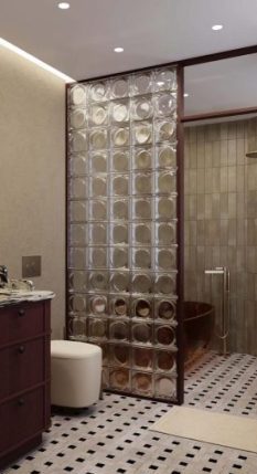 Gạch kính làm vách ngăn nhà tắm